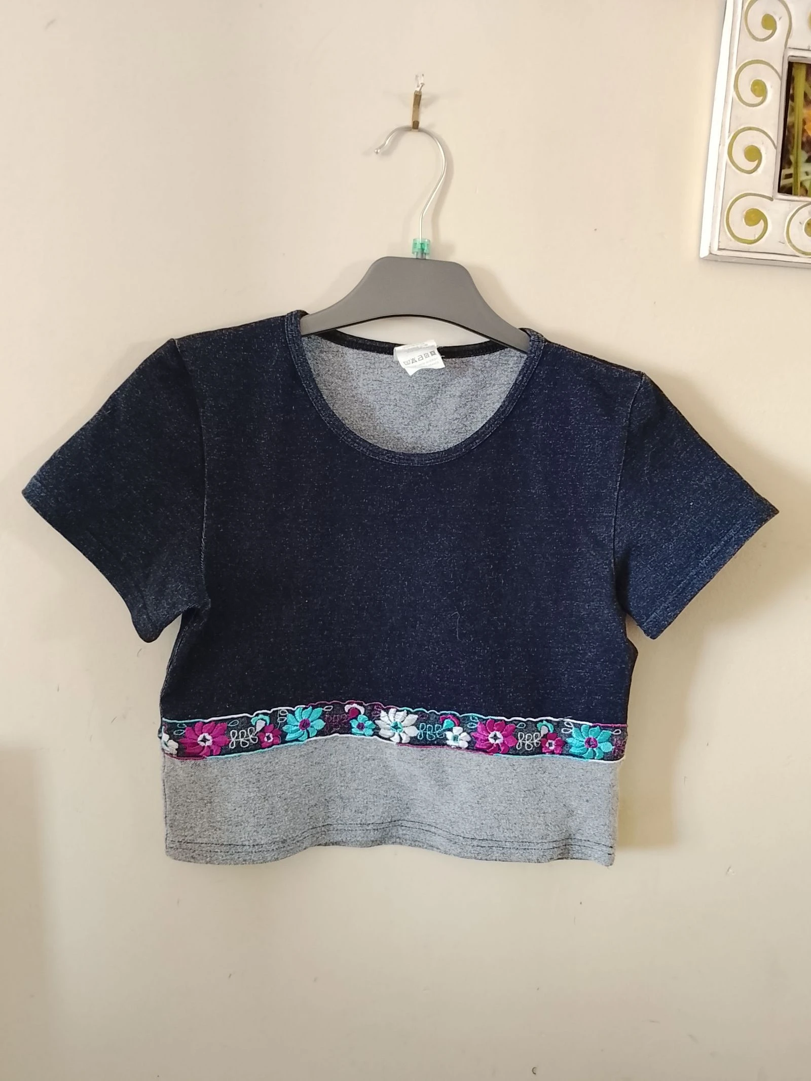 🏖️ Taille 16 ans Top court effet jean avec broderies boutique indépendante 🏖️